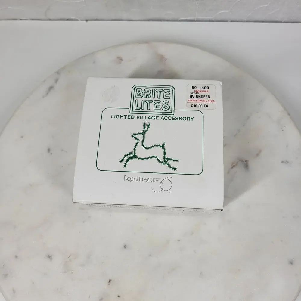 Vtg Dept 56 Brite Lites Reindeer Sign Accessory Lighted Animated Christmas Light